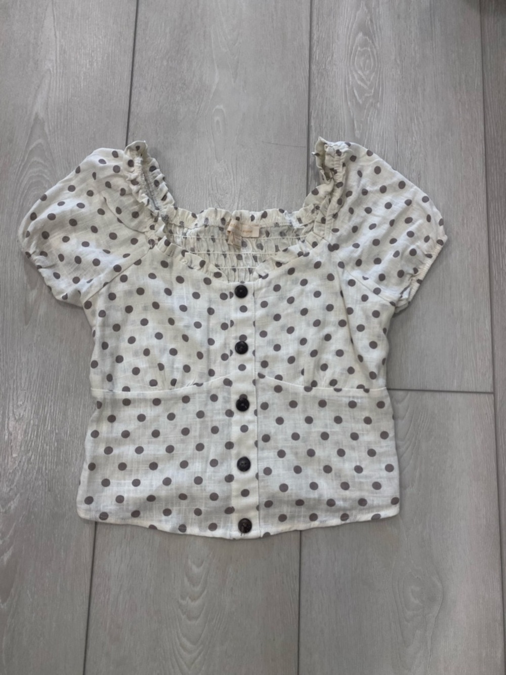 Monteau Cream Polka Dot Button-Front Tank Top
